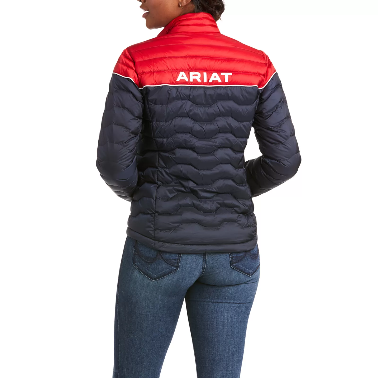 Store ariat Ideal 3.0 Naisten Untuvatakki Dark Blue/Red