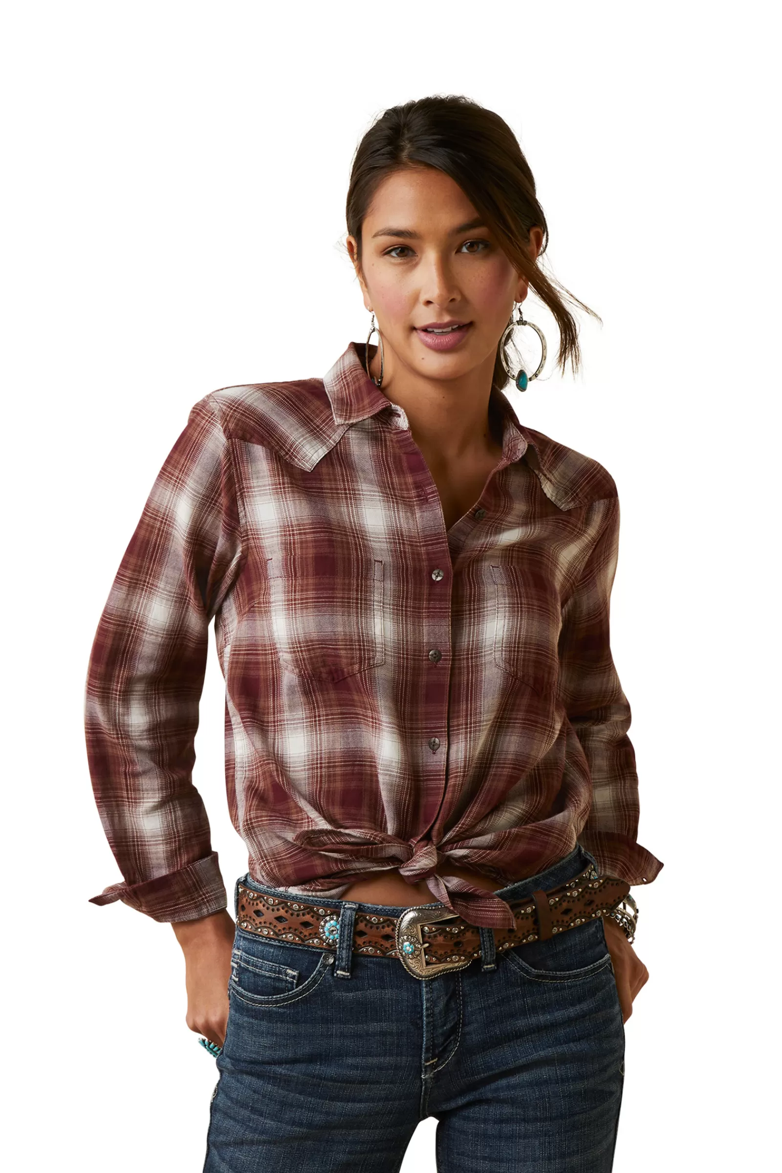 Clearance ariat Real Billie Jean Naisten Pitkahihainen Paita Hearth Plaid