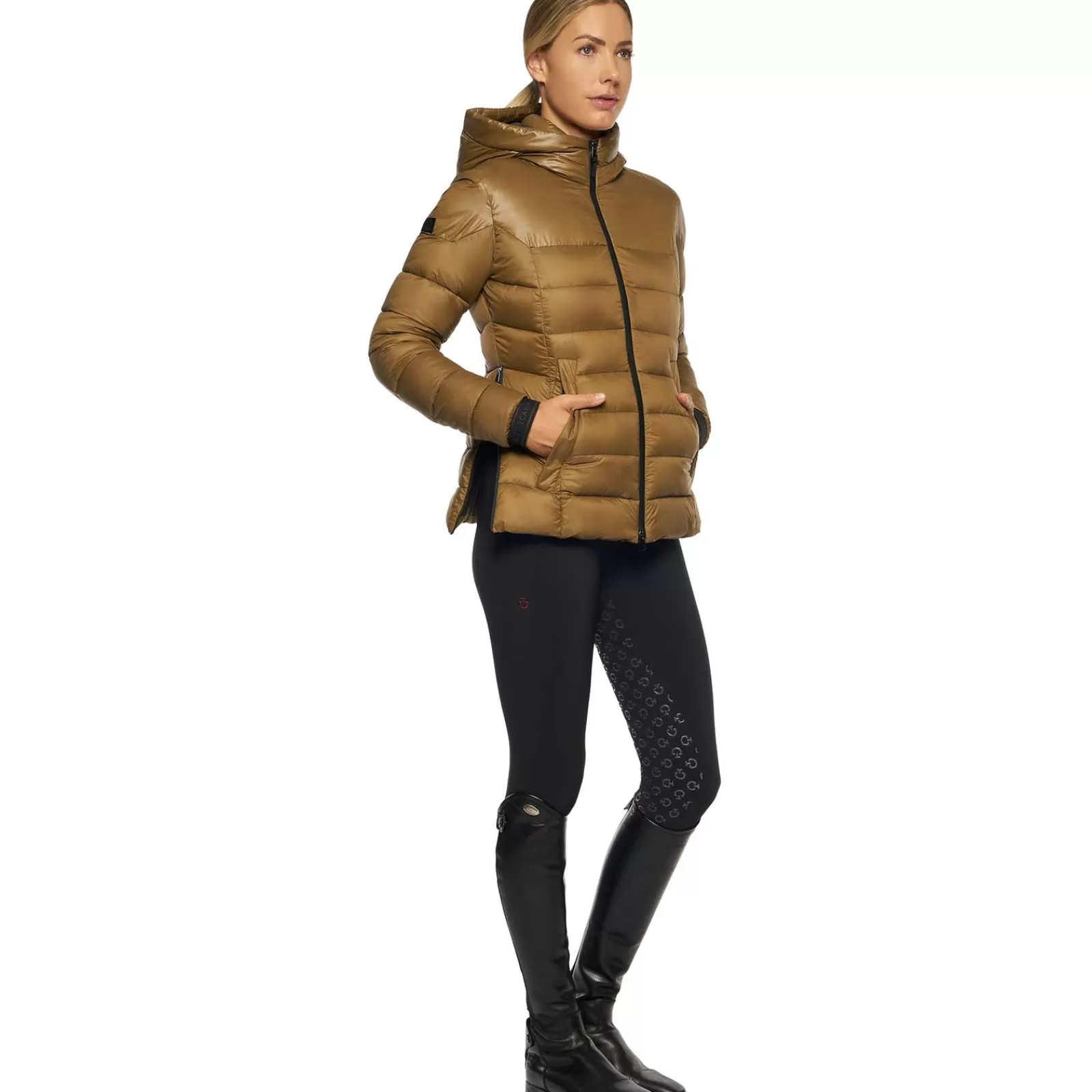 Hot cavalleriatoscana Cavalleria Toscana Women'S Nylon Puffer With Hood Safari Light Brown