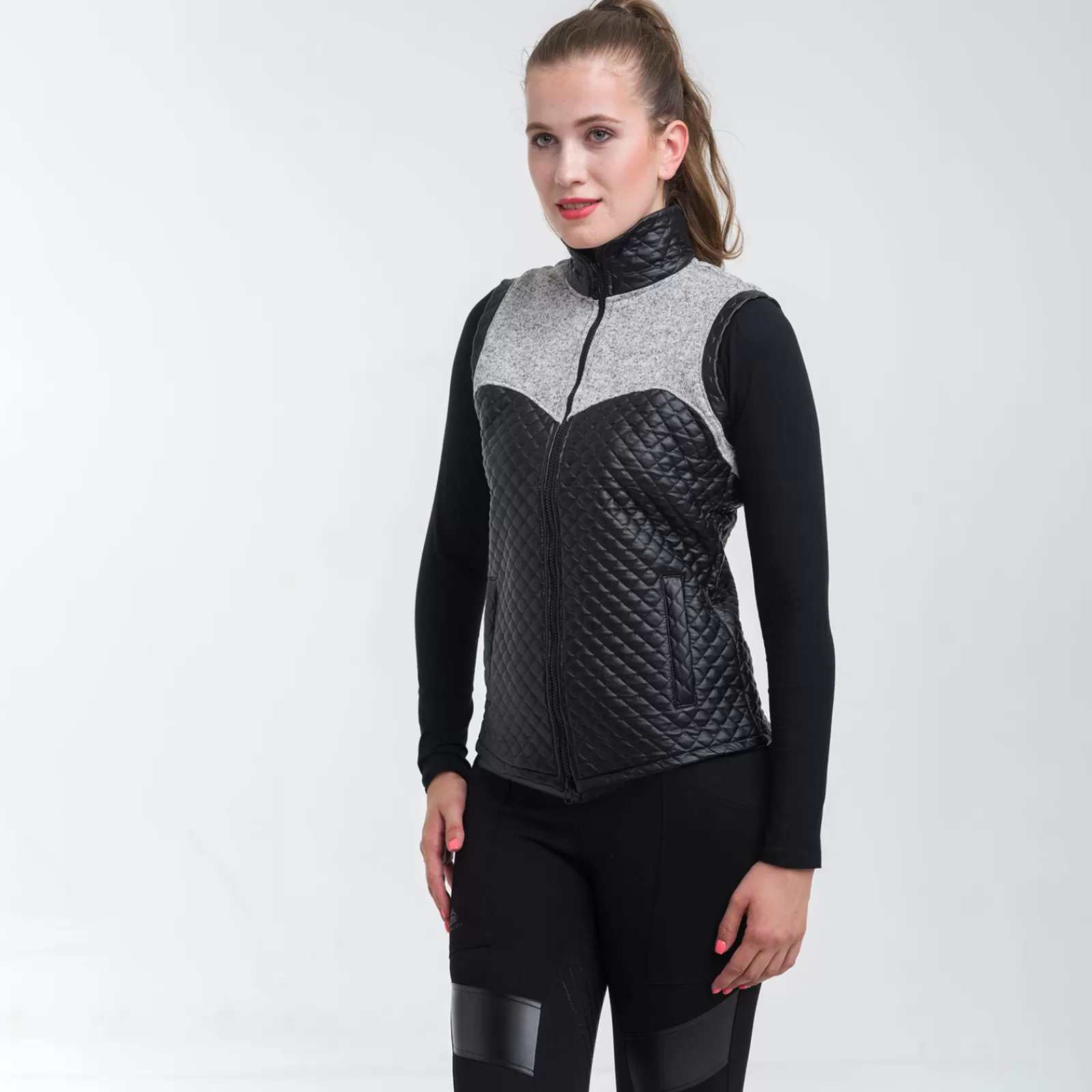 Flash Sale cavalliera Capital Knitted Riding Vest W/ Waterproof Inserts Black/Melange Grey