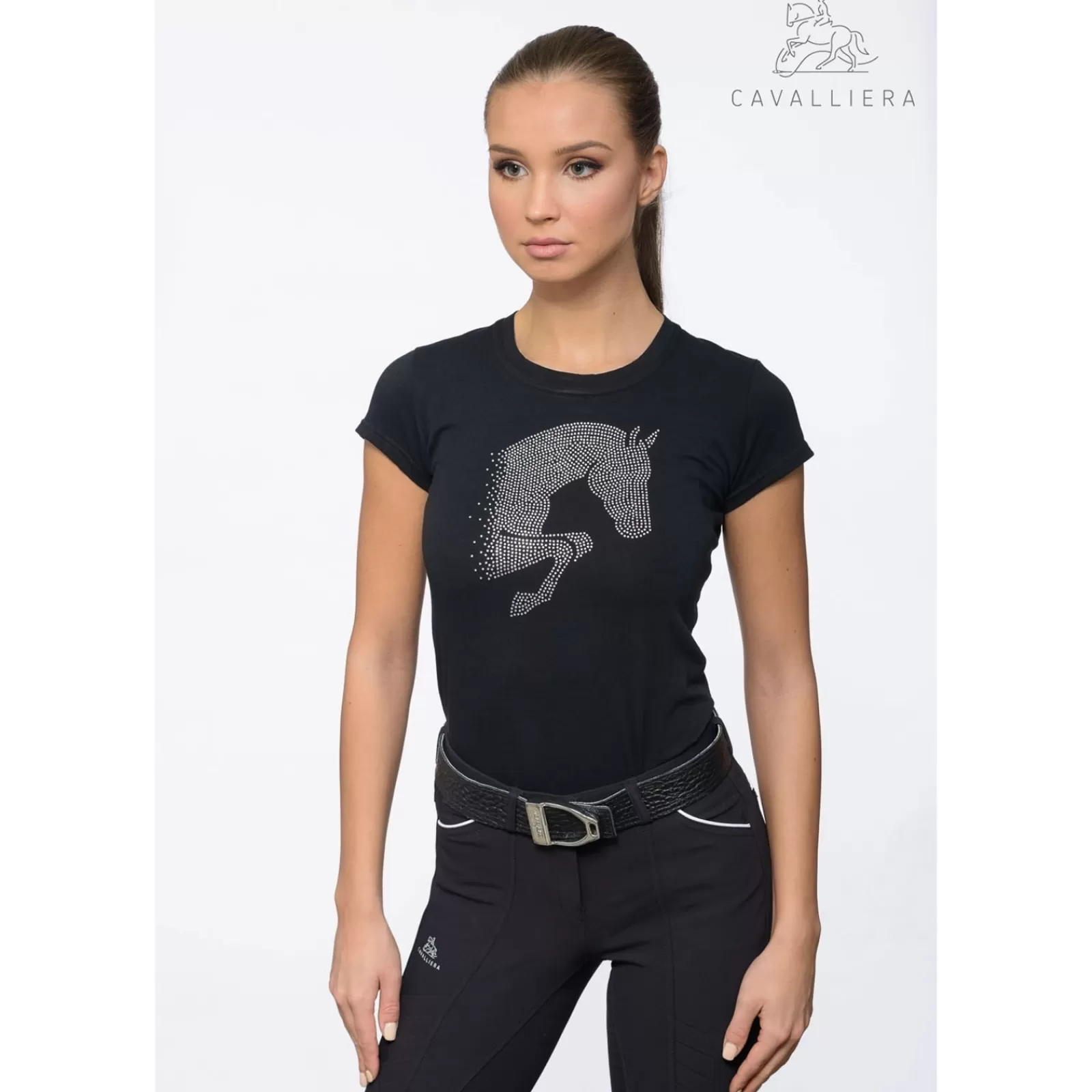 Shop cavalliera Riding Cotton Top Short Sleeve Jumping Star Black