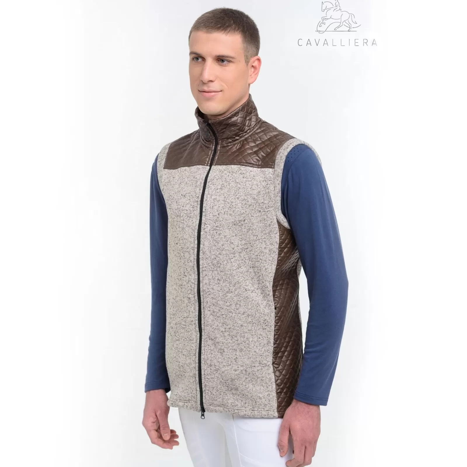 Discount cavalliera Riding Vest With Waterproof Inserts Majesty Men Truffle Brown/Melange Grey