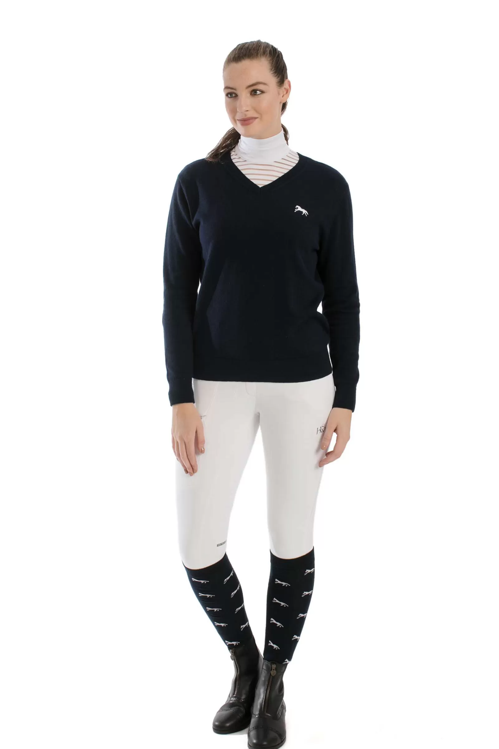 Best Sale horseware Signature Cotton Neulepaita V-Paantiella Db/Ab