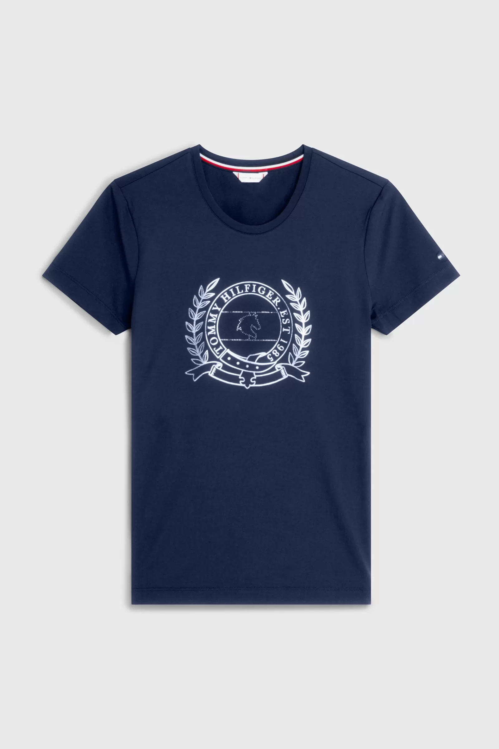 Discount tommyhilfigerequestrian Tommy Hilfiger Equestrian Crest Rhinestone Performance Naisten T-Paita Desert Sky